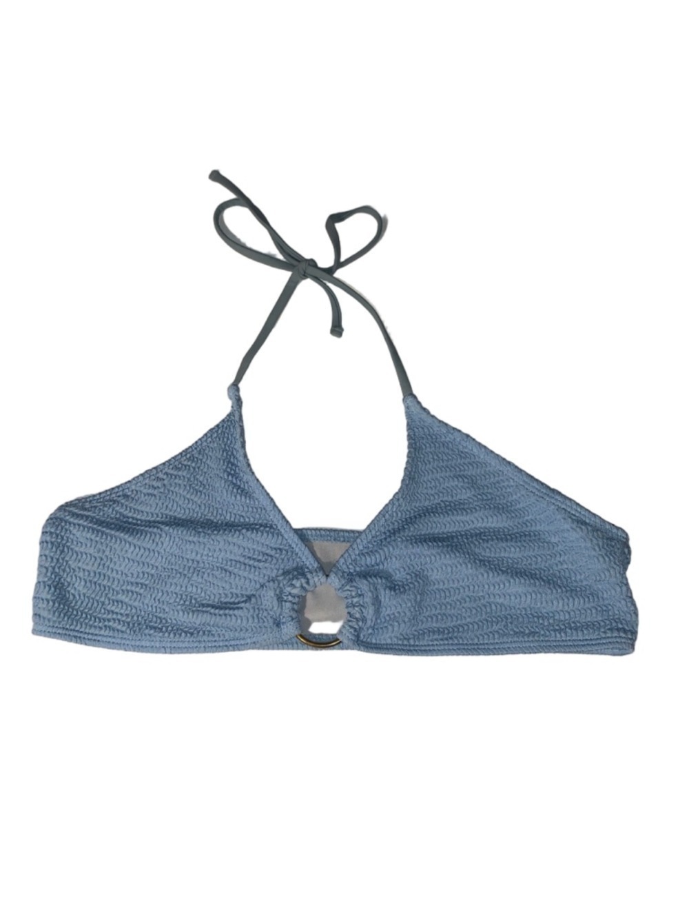 Women's Unbranded Blue Textured Halter Bikini Top L